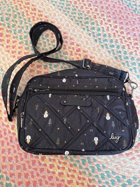 LUG Carousel XL 2 Black Winter Snowmen Trees  w Strap EUC